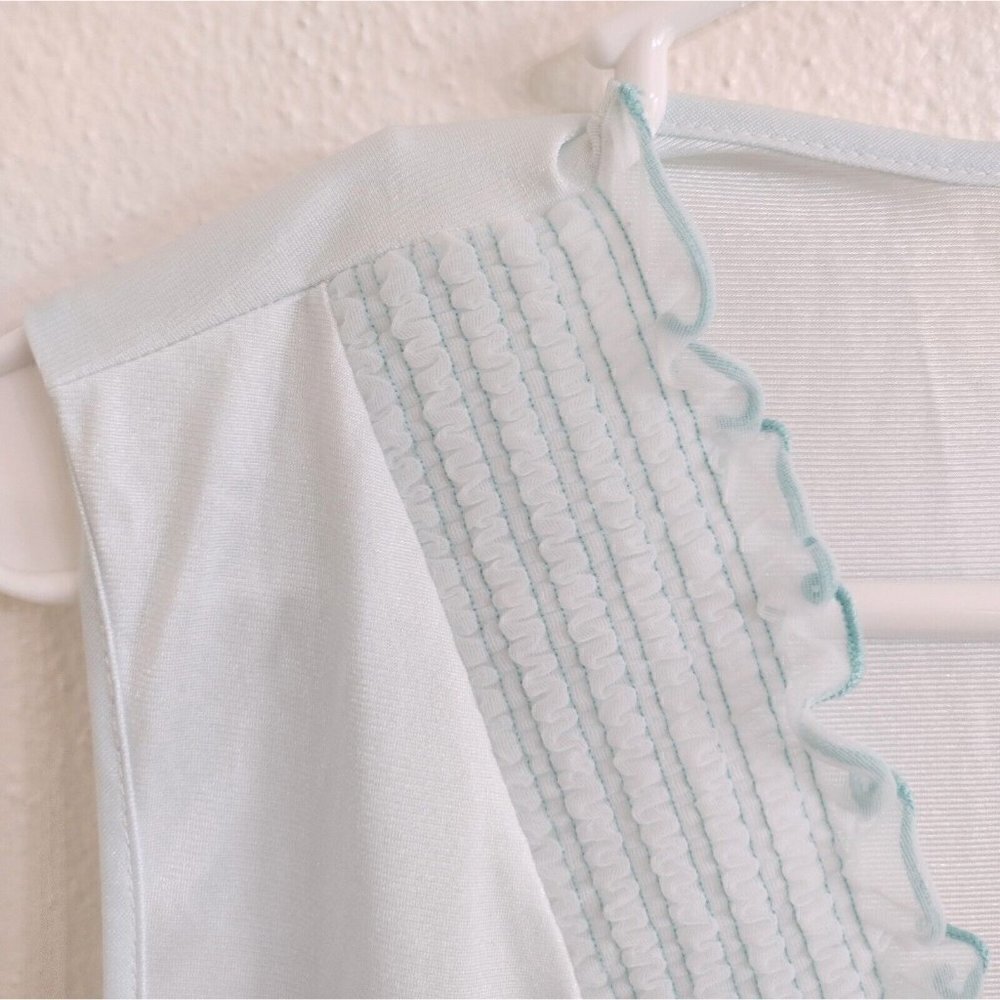 Vintage Milco New York USA Sleeveless Nightgown Lingerie Womens L Blue Smocked - Picture 5 of 8